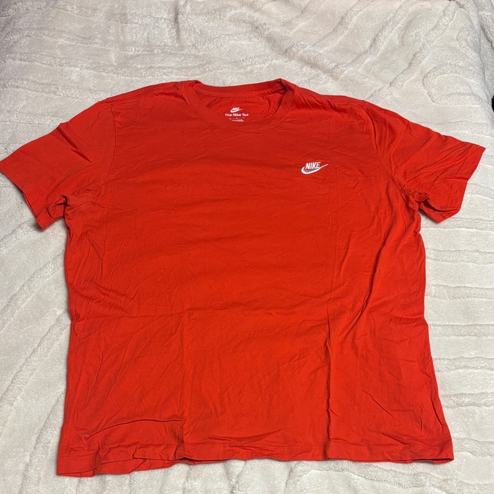Nike Red Short Sleeve Crew Tee with White Swoosh